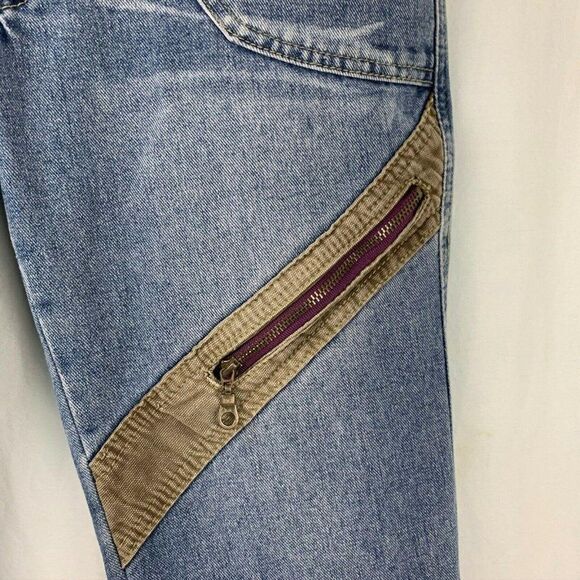 Wear Jeans 28 Med Wash Capri 6 Pocket Zipper Cuffed Color Blocked Button Zip Fly - Picture 6 of 10